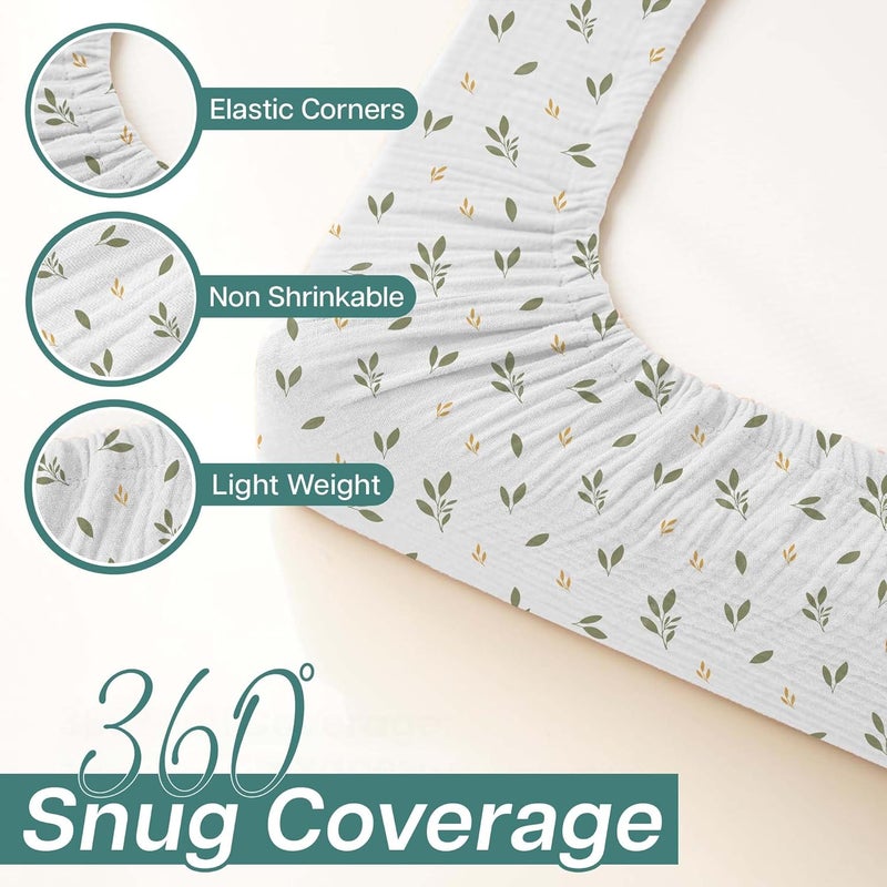 MiFlor Mi Flor 2 Pack Muslin Changing Pad Cover 16x32x5 inches – Ultra Soft CPC Certified Baby Changing Table Cover with Elastic Corners, 360° Fit, Lightweight, Breathable, Fits Most Changing Pads - Image 5